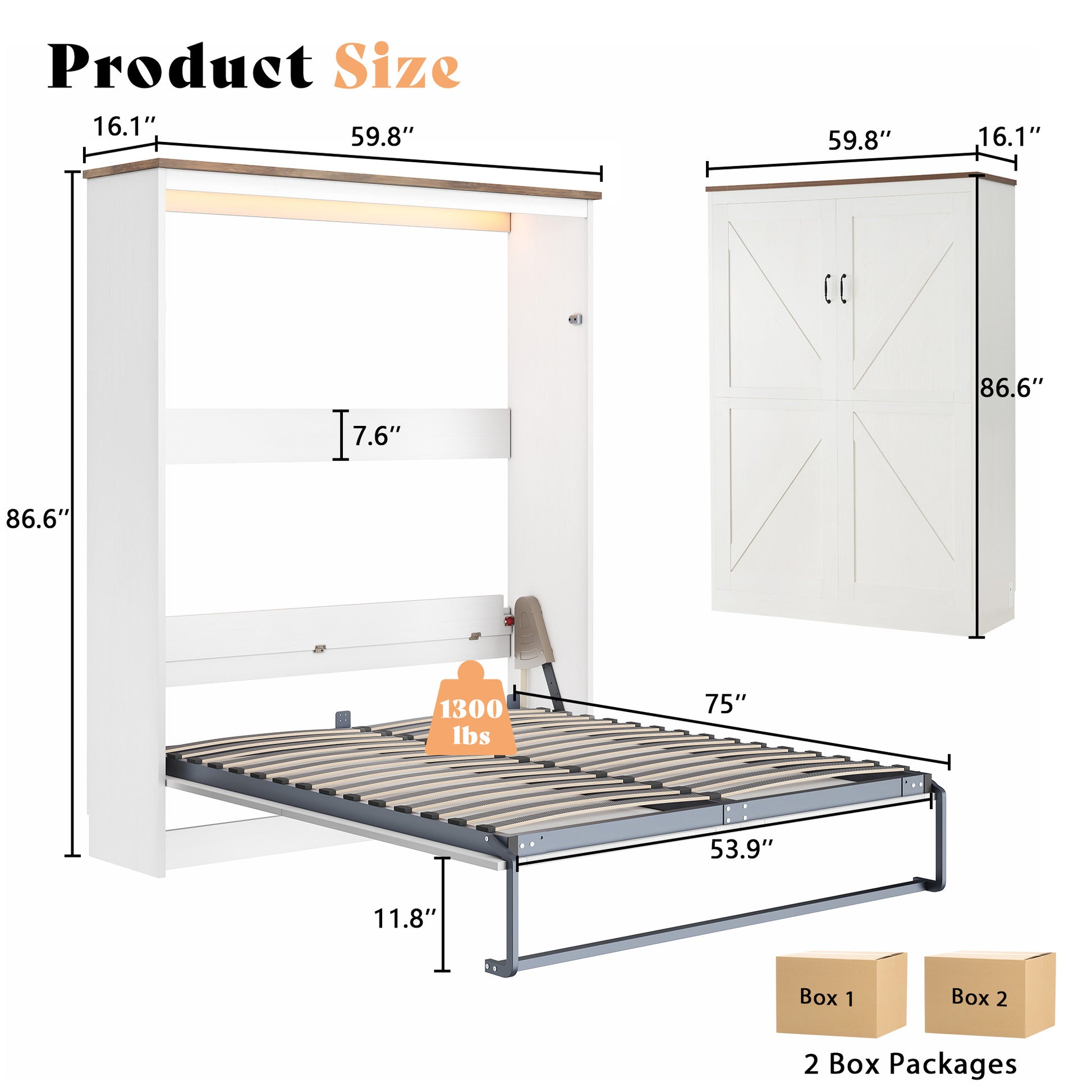 Stash Murphy Bed Frame Amerlife Full / White