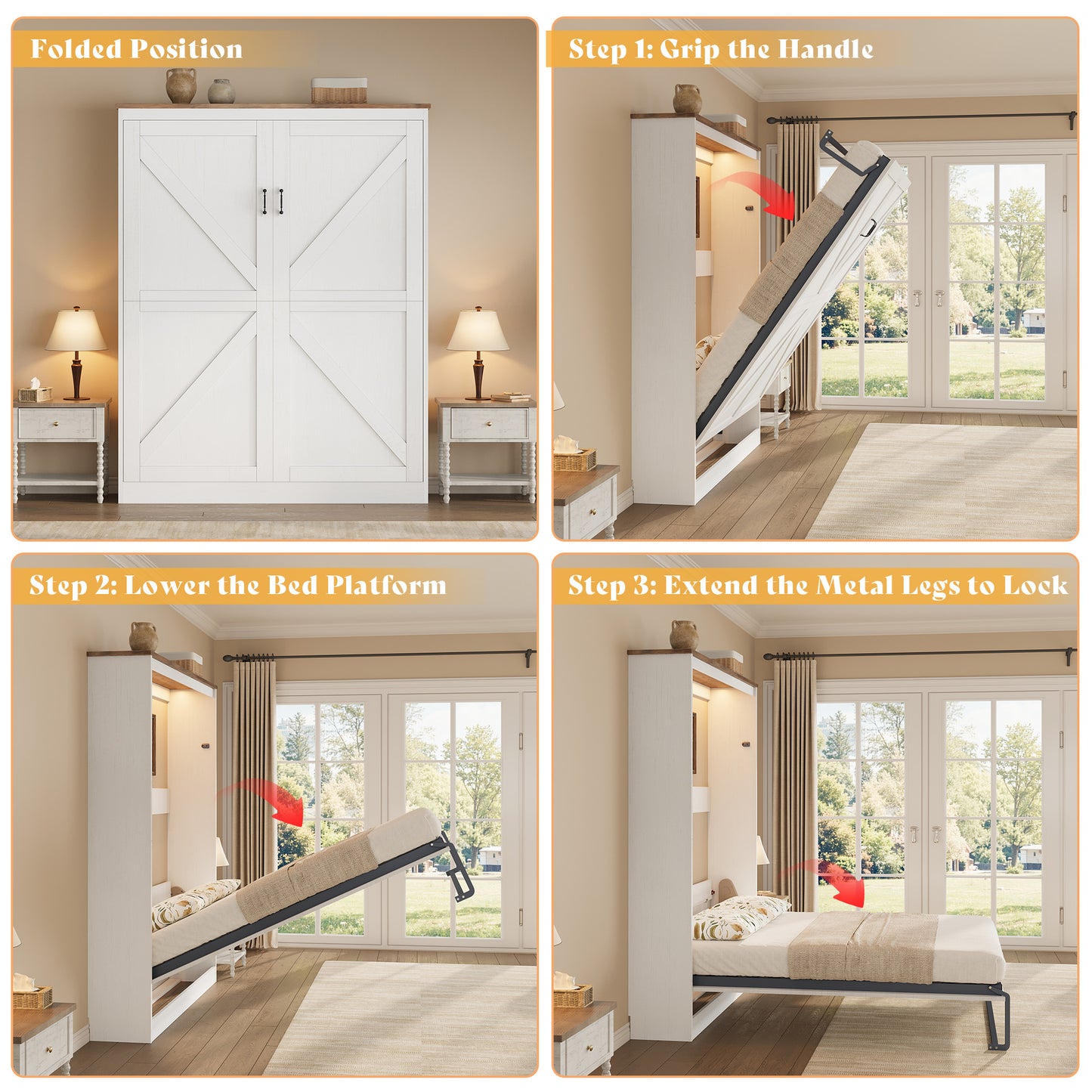Stash Murphy Bed Frame Amerlife Full / White