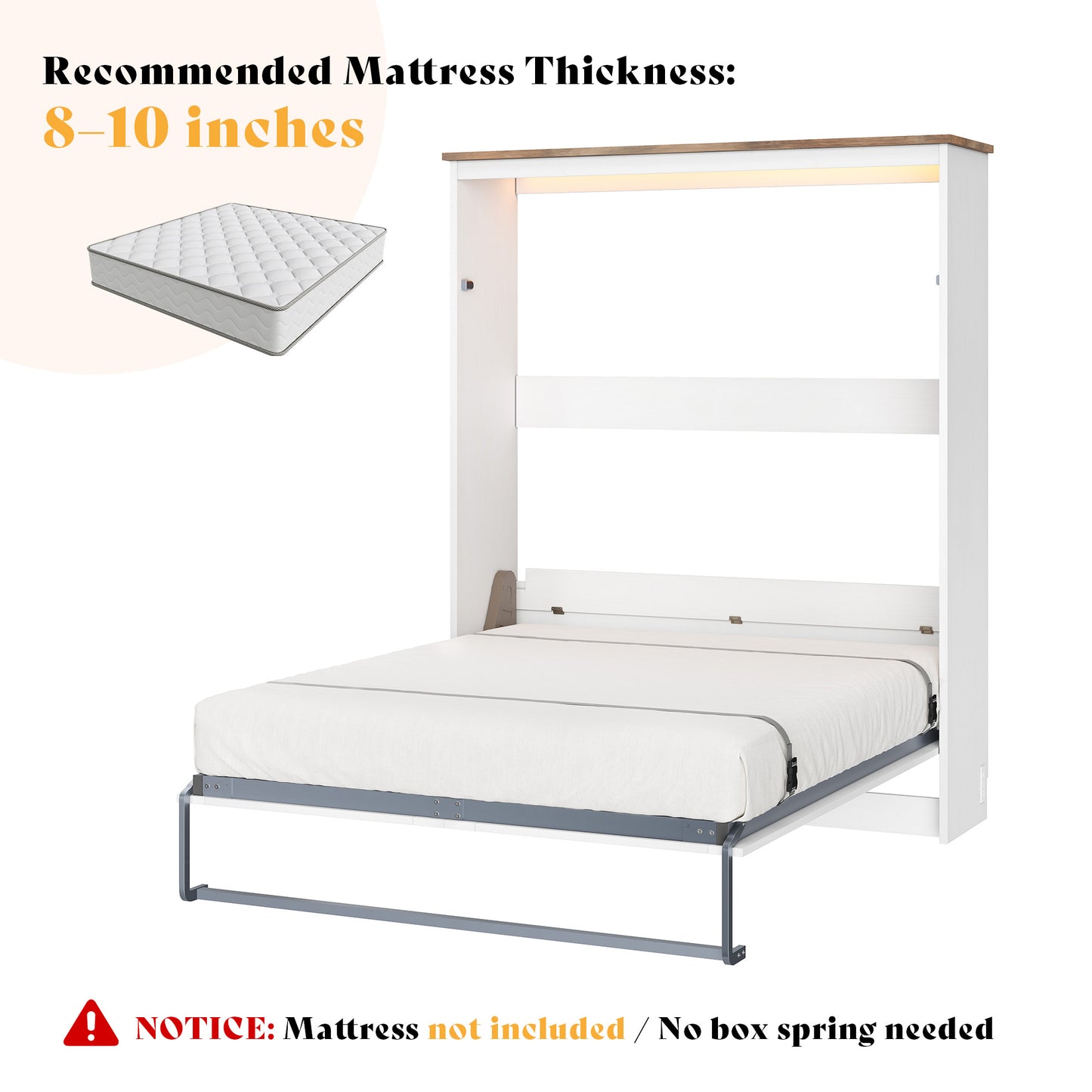 Stash Murphy Bed Frame Amerlife Queen / White