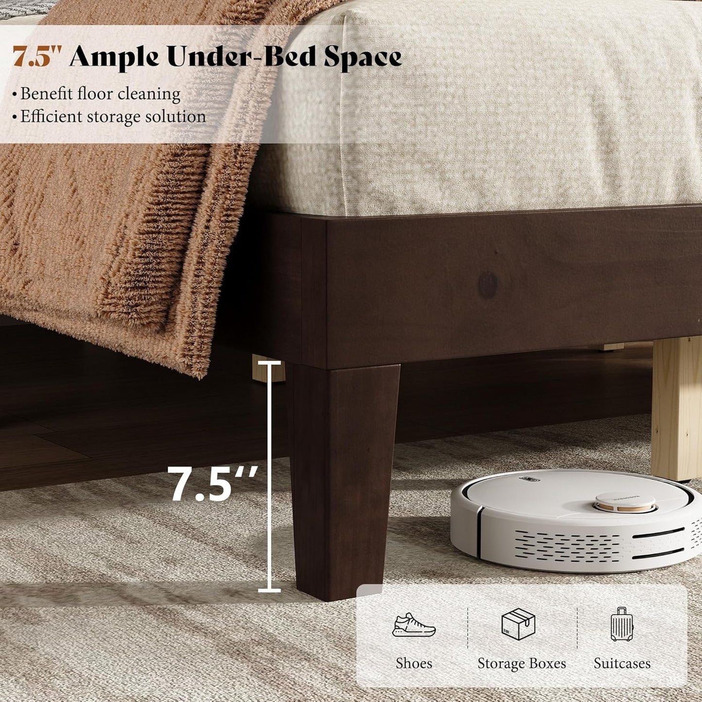 Fremont Wood Platform Bed King size Dark Walnut