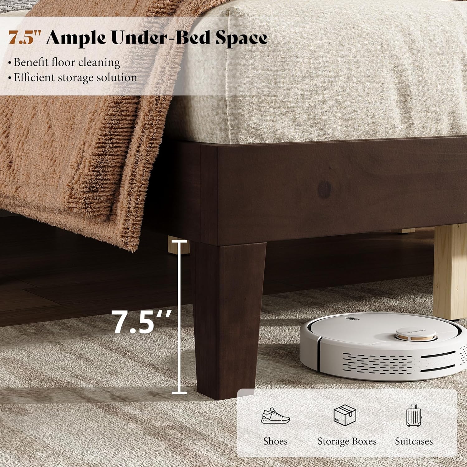 Fremont Wood Platform Bed King size Dark Walnut