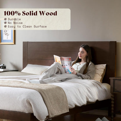 Fremont Wood Platform Bed Queen size Dark Walnut