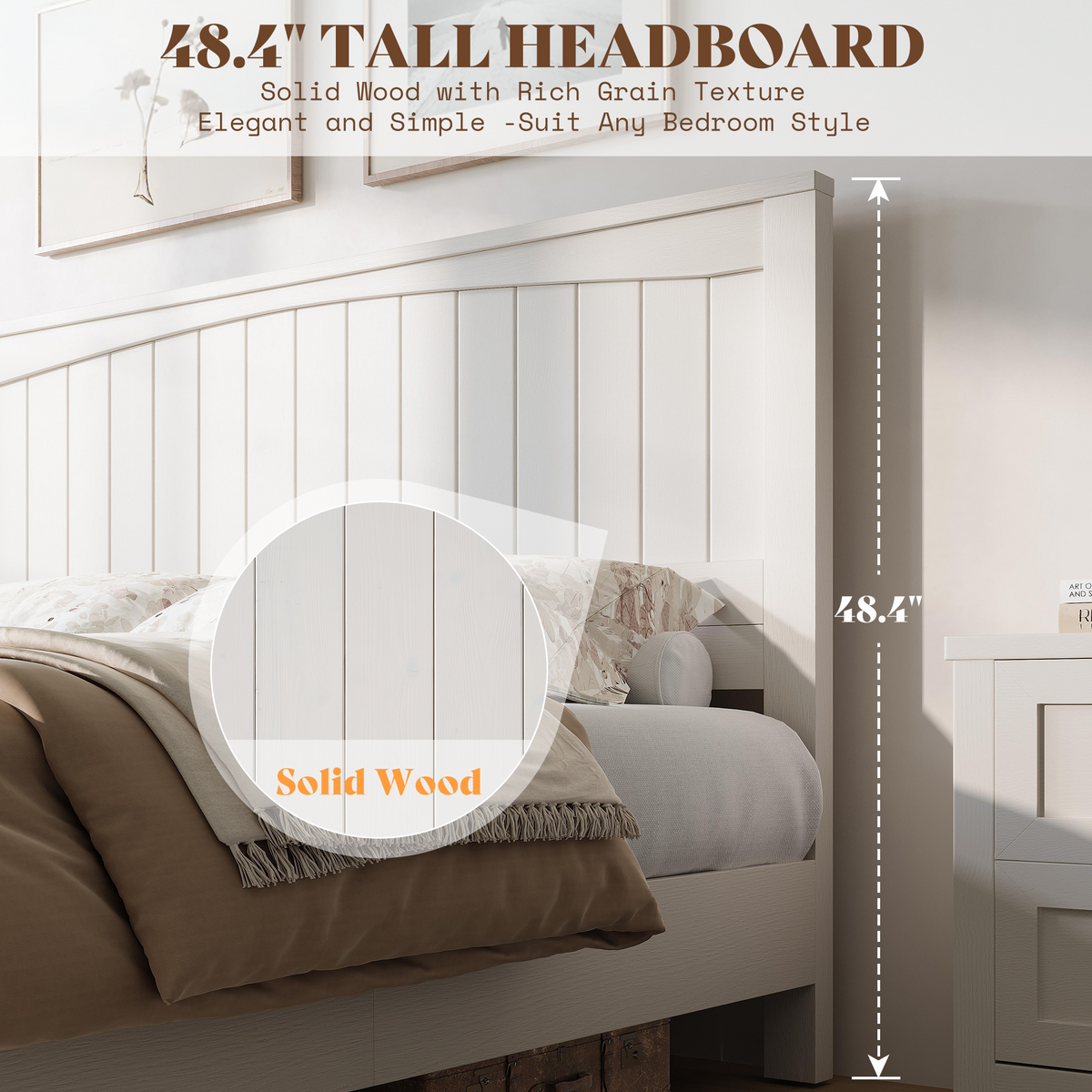 Sanderson Solid Wood Bed Frame -FULL / WHITE