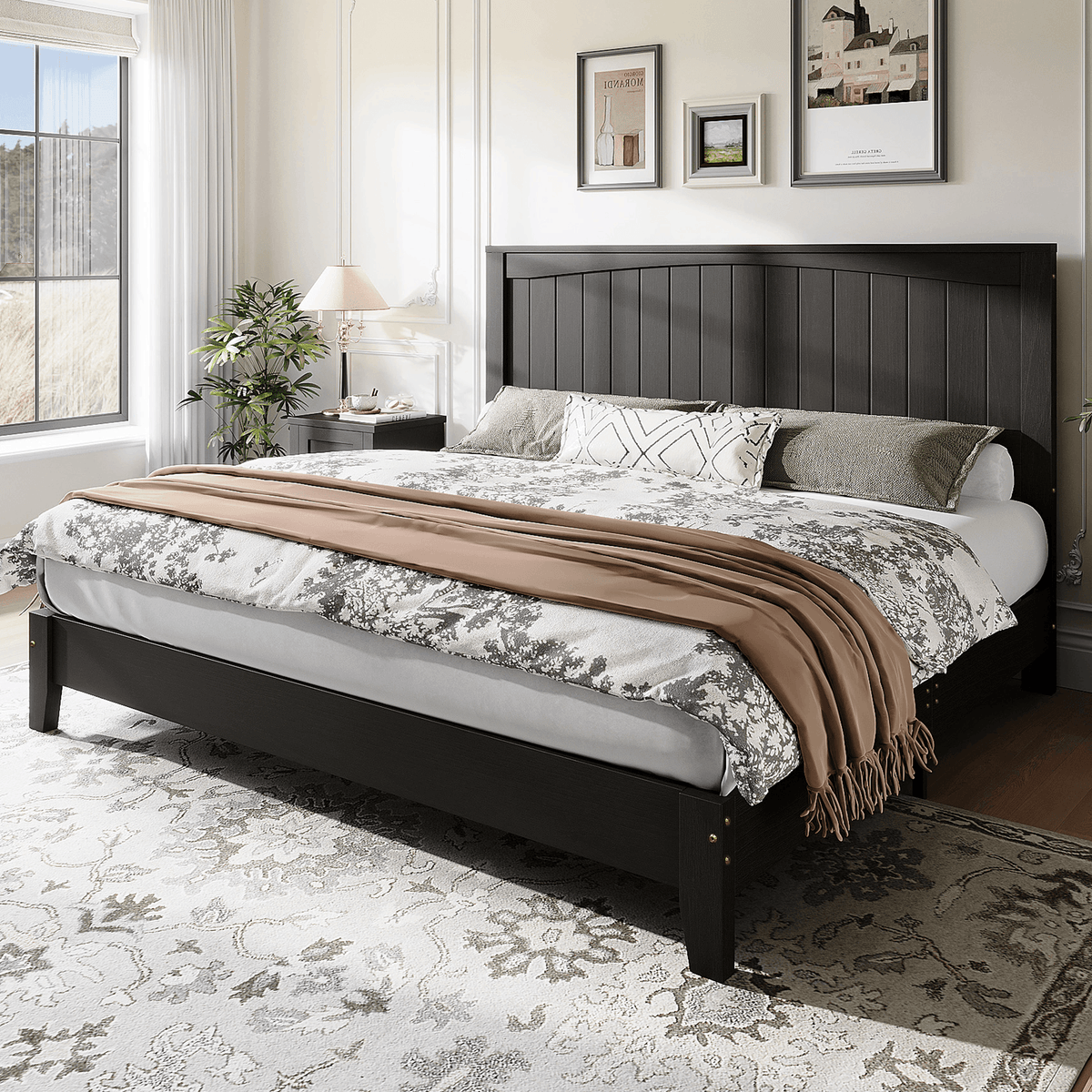 Sanderson Solid Wood Bed Frame -KING / BLACK