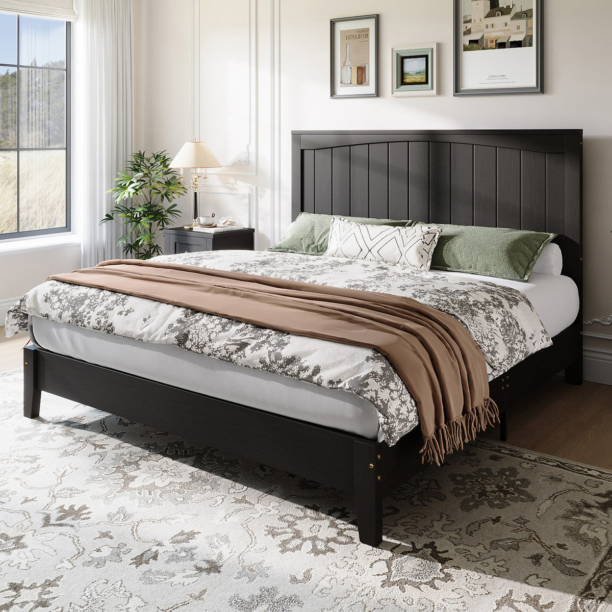 Sanderson Solid Wood Bed Frame -QUEEN / BLACK