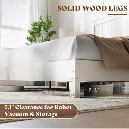 Sanderson Solid Wood Bed Frame -QUEEN / WHITE