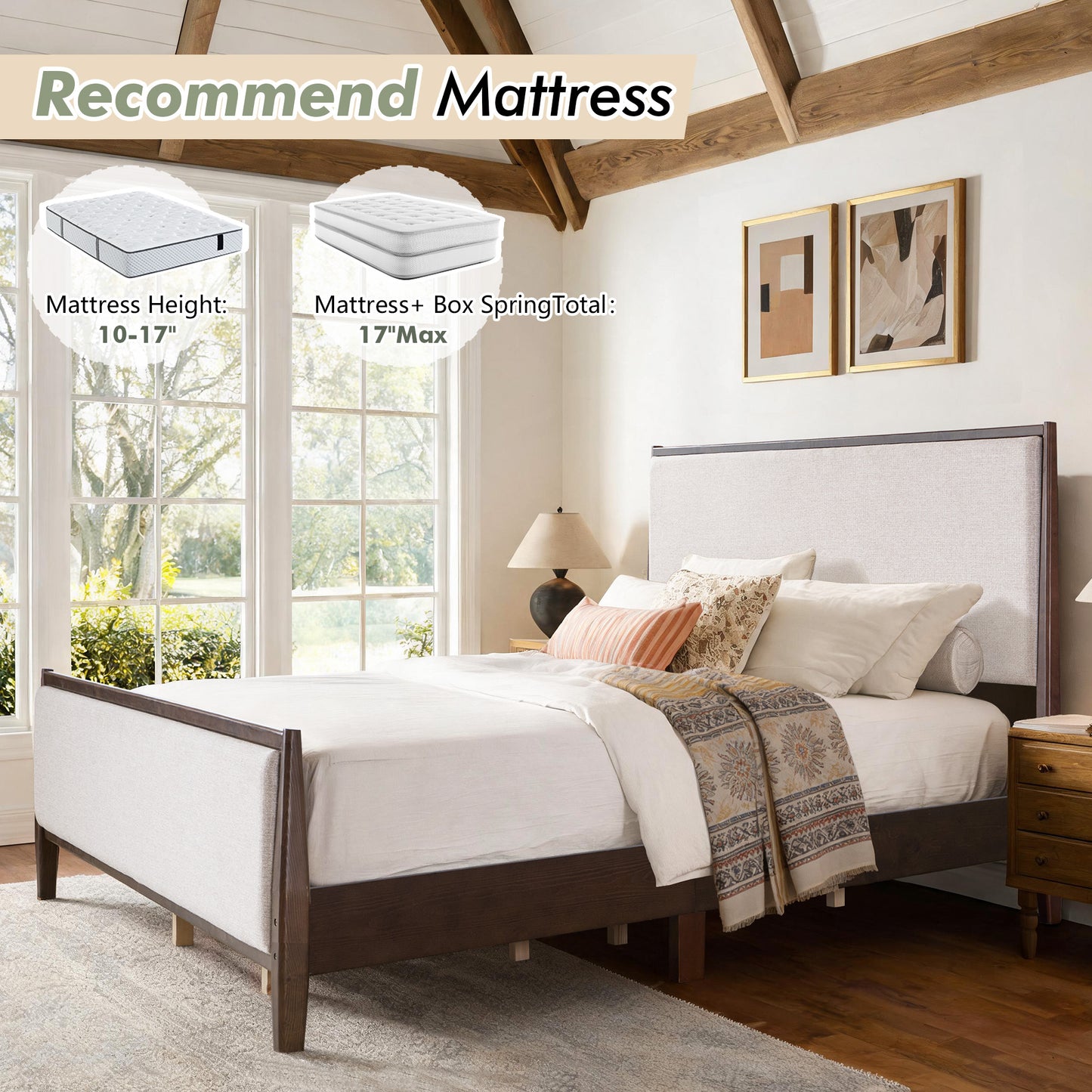 Slumber Tall Solid Wood Bed Frame King Dark Walnut Bed