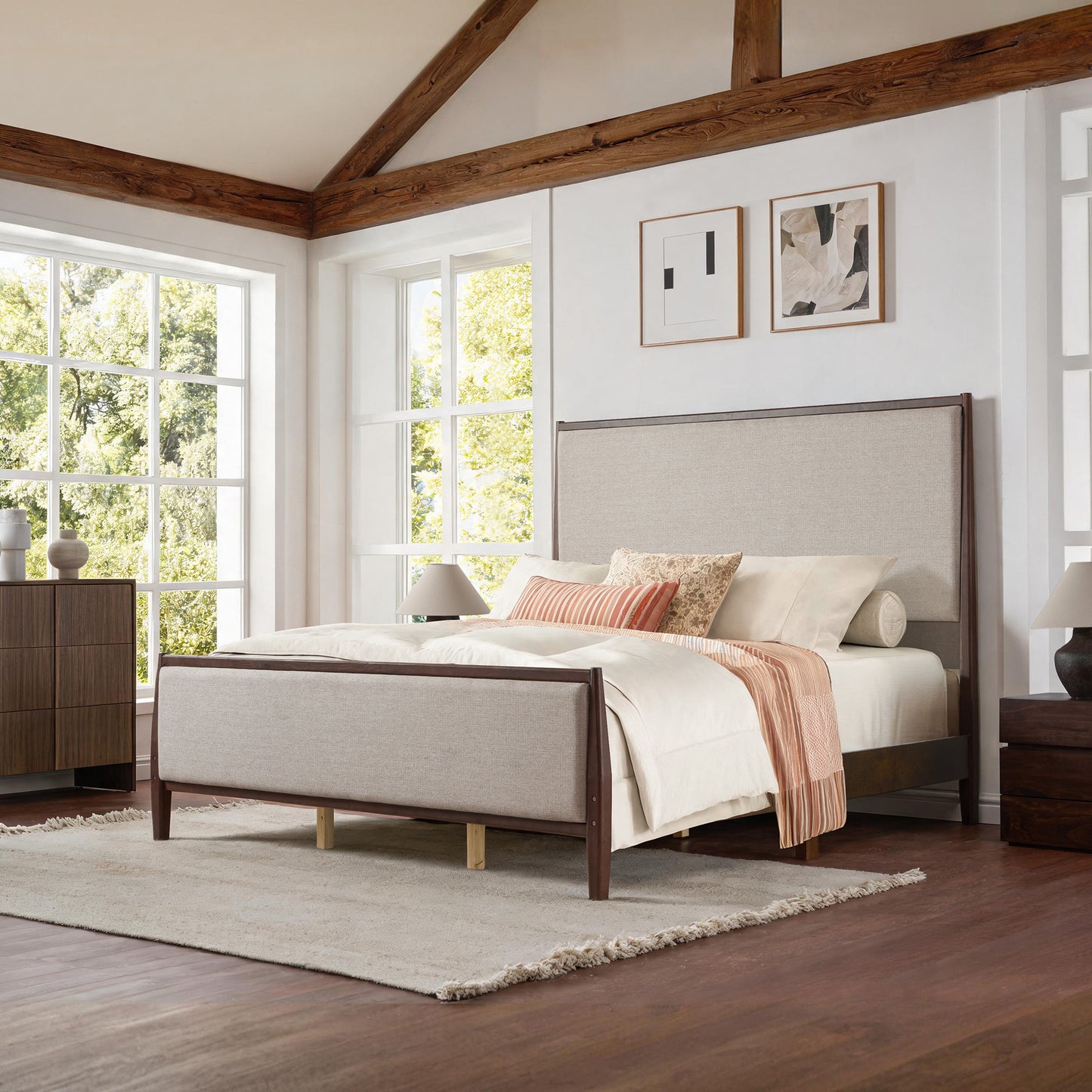Slumber Tall Solid Wood Bed Frame King Dark Walnut Bed