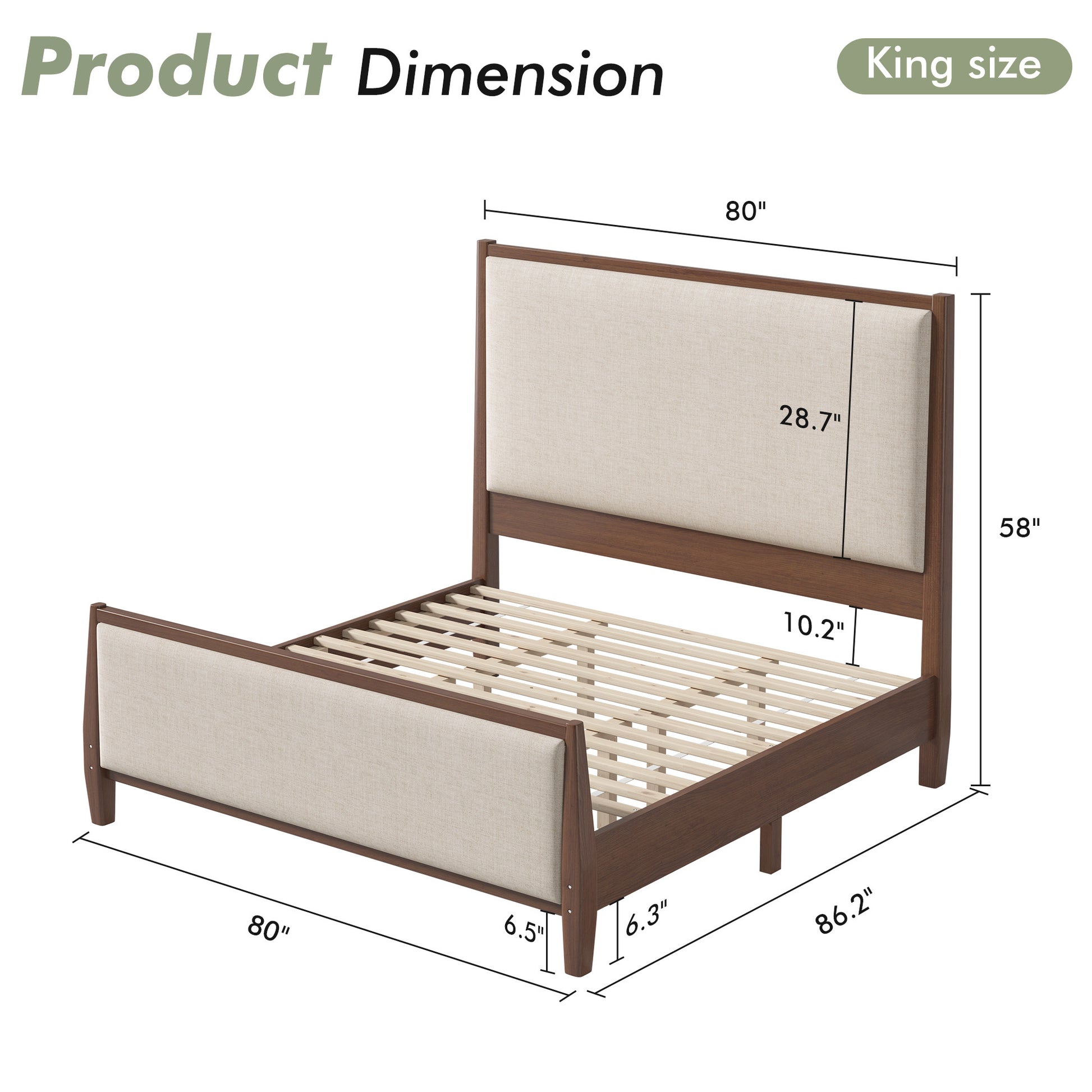 Slumber Tall Solid Wood Bed Frame King Dark Walnut Bed