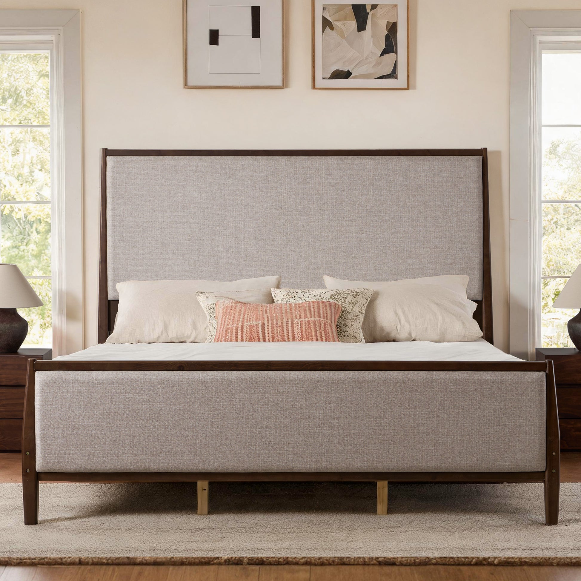Slumber Tall Solid Wood Bed Frame King Dark Walnut Bed