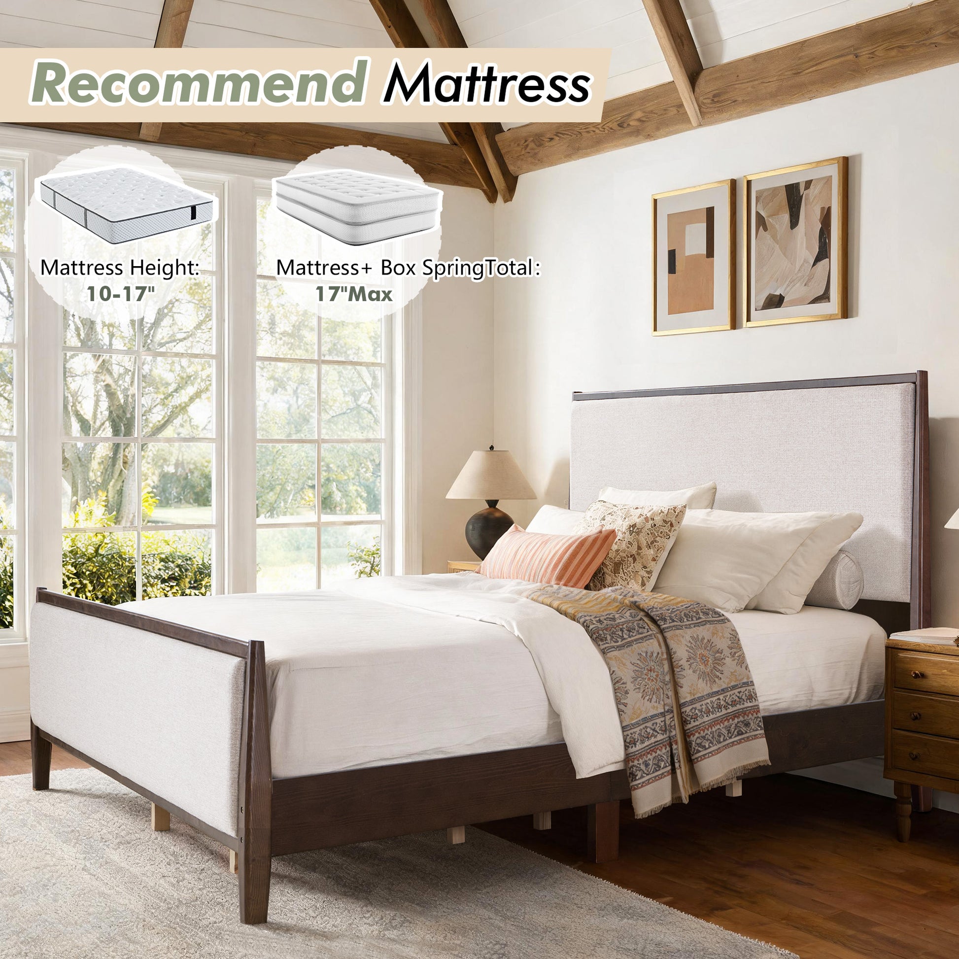 Slumber Tall Solid Wood Bed Frame Queen Dark Walnut Bed