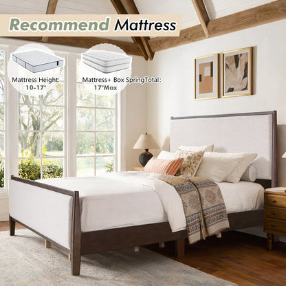 Slumber Tall Solid Wood Bed Frame Queen Dark Walnut Bed
