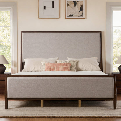 Slumber Tall Solid Wood Bed Frame Queen Dark Walnut Bed