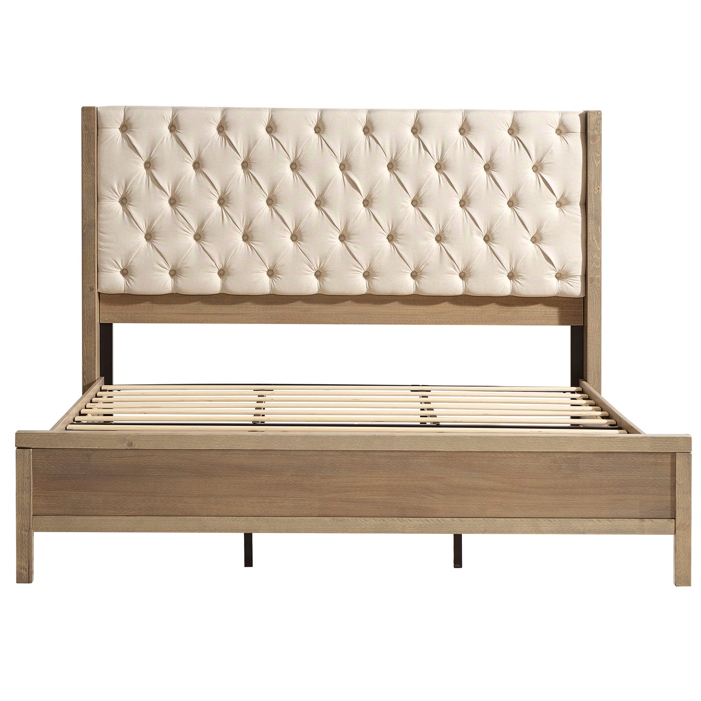 Flank Solid Wood Wingback Bed Frame King Gray Wash