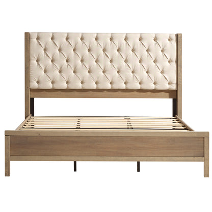 Flank Solid Wood Wingback Bed Frame King Gray Wash