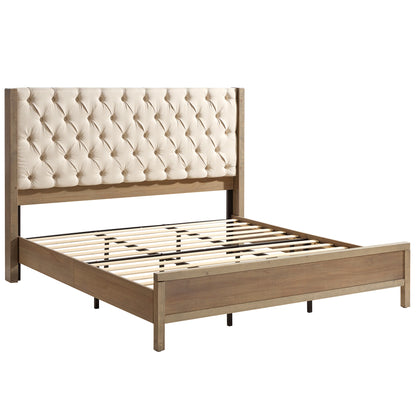 Flank Solid Wood Wingback Bed Frame King Gray Wash