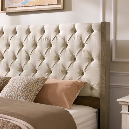 Flank Solid Wood Wingback Bed Frame Queen Gray Wash