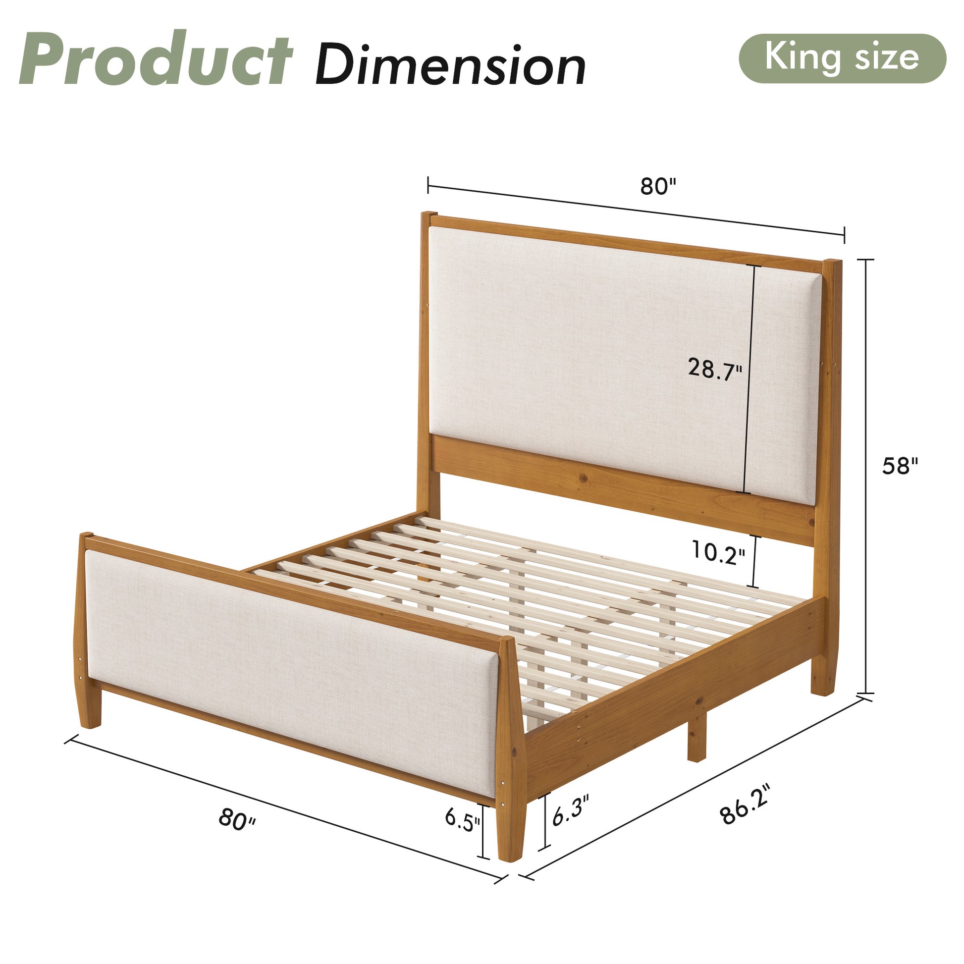 Slumber Tall Solid Wood Bed Frame King Walnut Bed