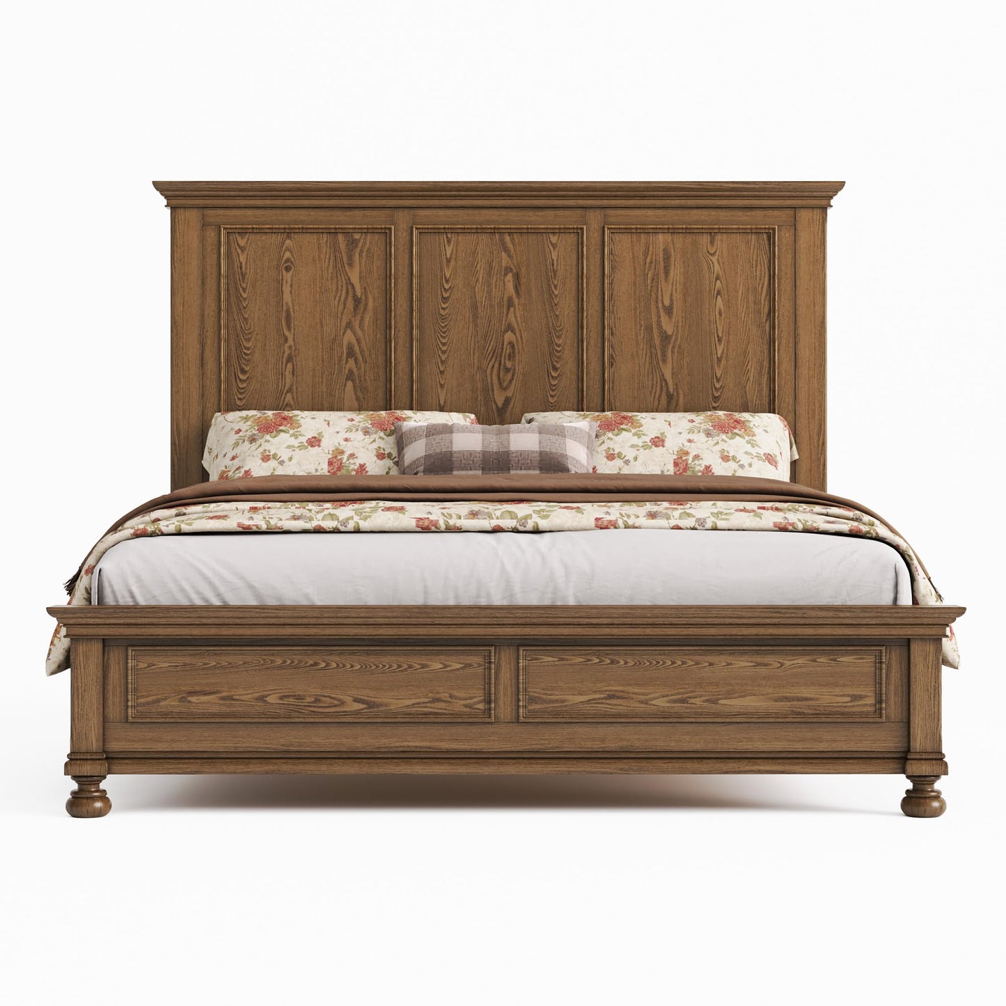 Bobbin Solid Wood Platform Bed Amerlife Light Brown / King