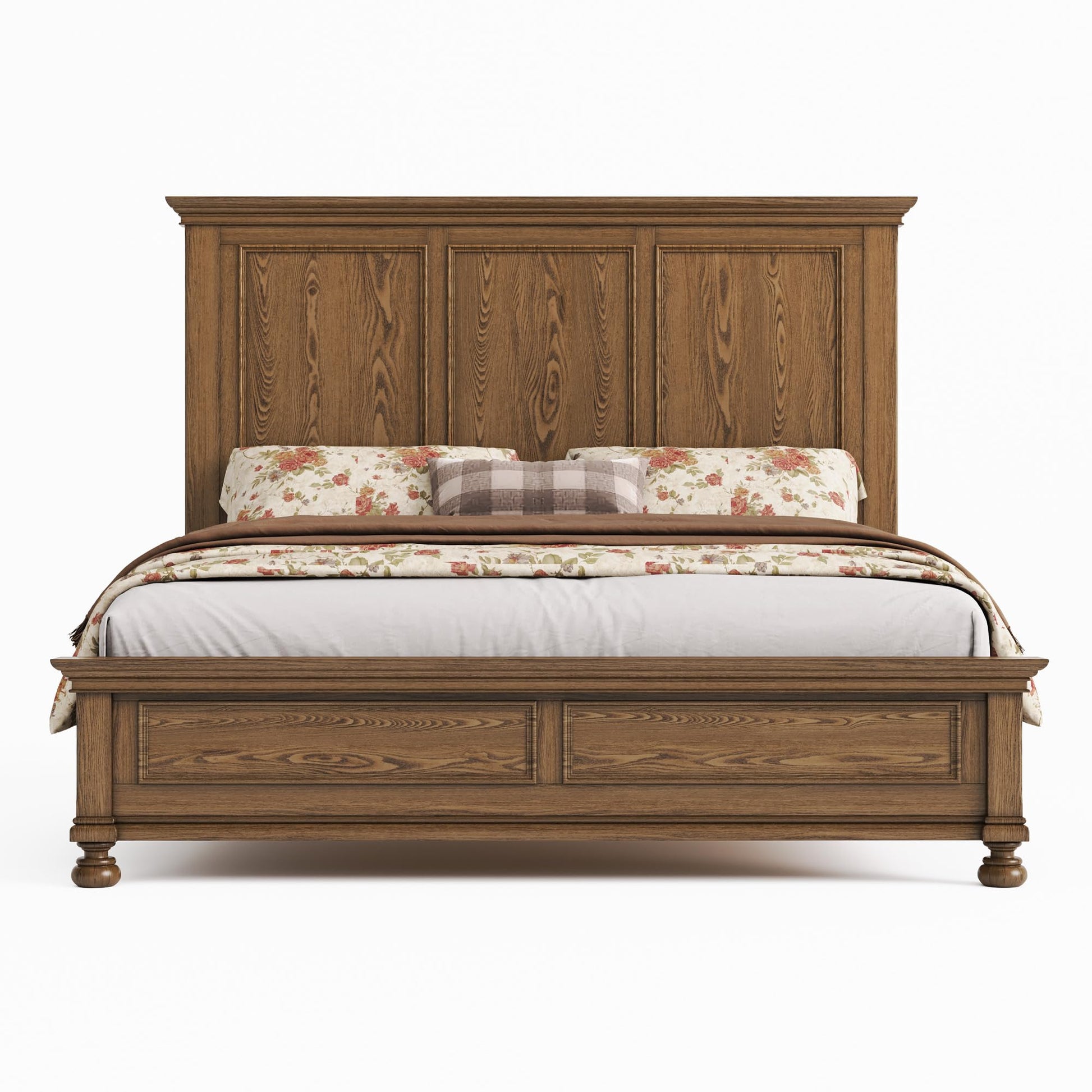 Bobbin Solid Wood Platform Bed Amerlife Light Brown / King