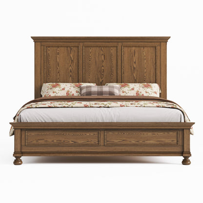 Bobbin Solid Wood Platform Bed Amerlife Light Brown / King