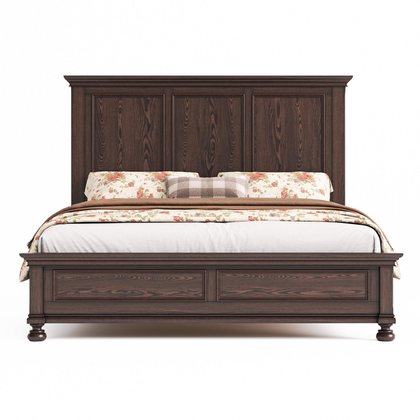 Bobbin Solid Wood Platform Bed Amerlife Brown / King