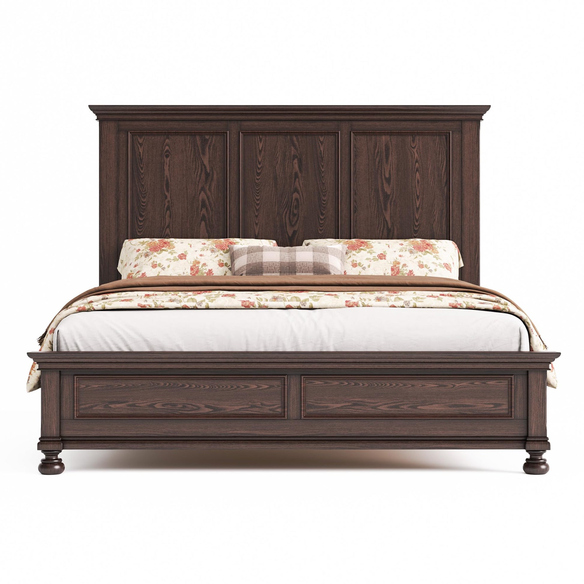 Bobbin Solid Wood Platform Bed Amerlife Brown / King