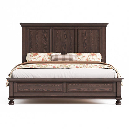 Bobbin Solid Wood Platform Bed Amerlife Brown / King