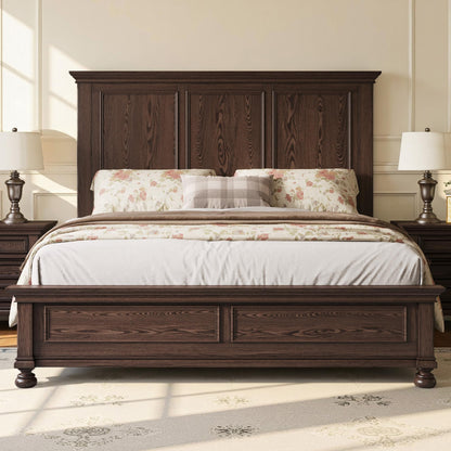 Bobbin Solid Wood Platform Bed Amerlife Brown / King