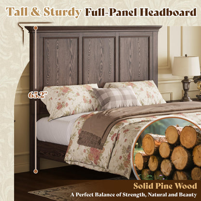 Bobbin Solid Wood Platform Bed Amerlife Brown / King