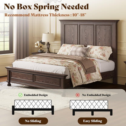Bobbin Solid Wood Platform Bed Amerlife Brown / King