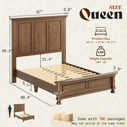 Bobbin Queen Solid Wood Platform Bed Amerlife Light Brown