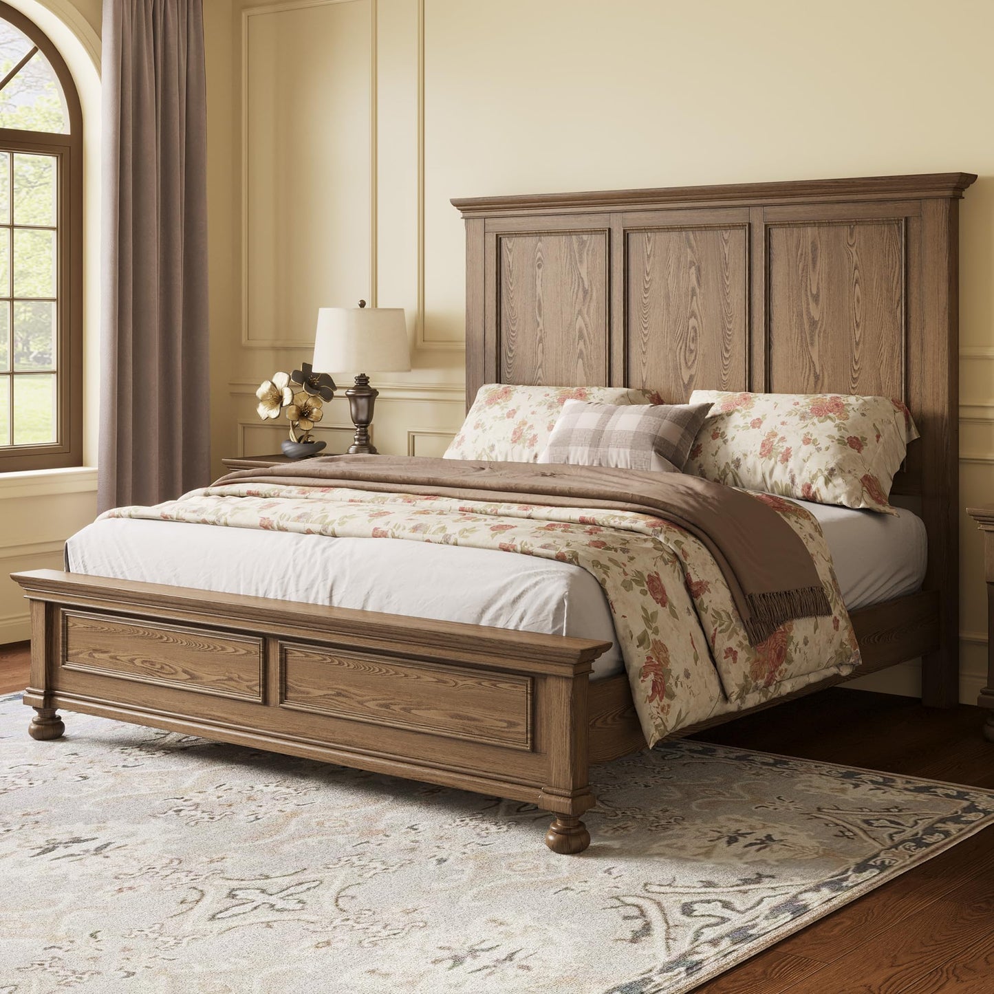 Bobbin Queen Solid Wood Platform Bed Amerlife Light Brown