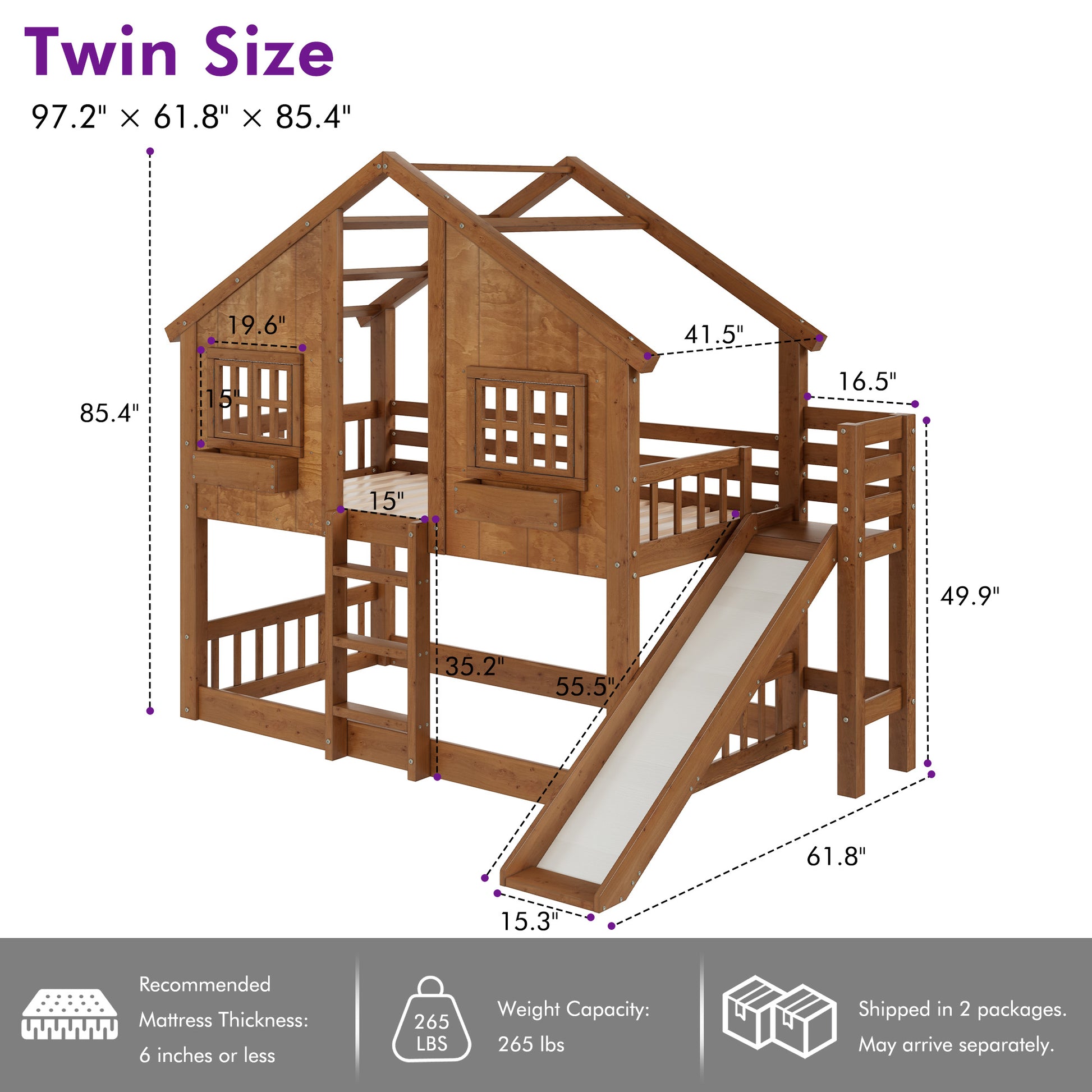 Cabin Bed Frame - Natural Wood