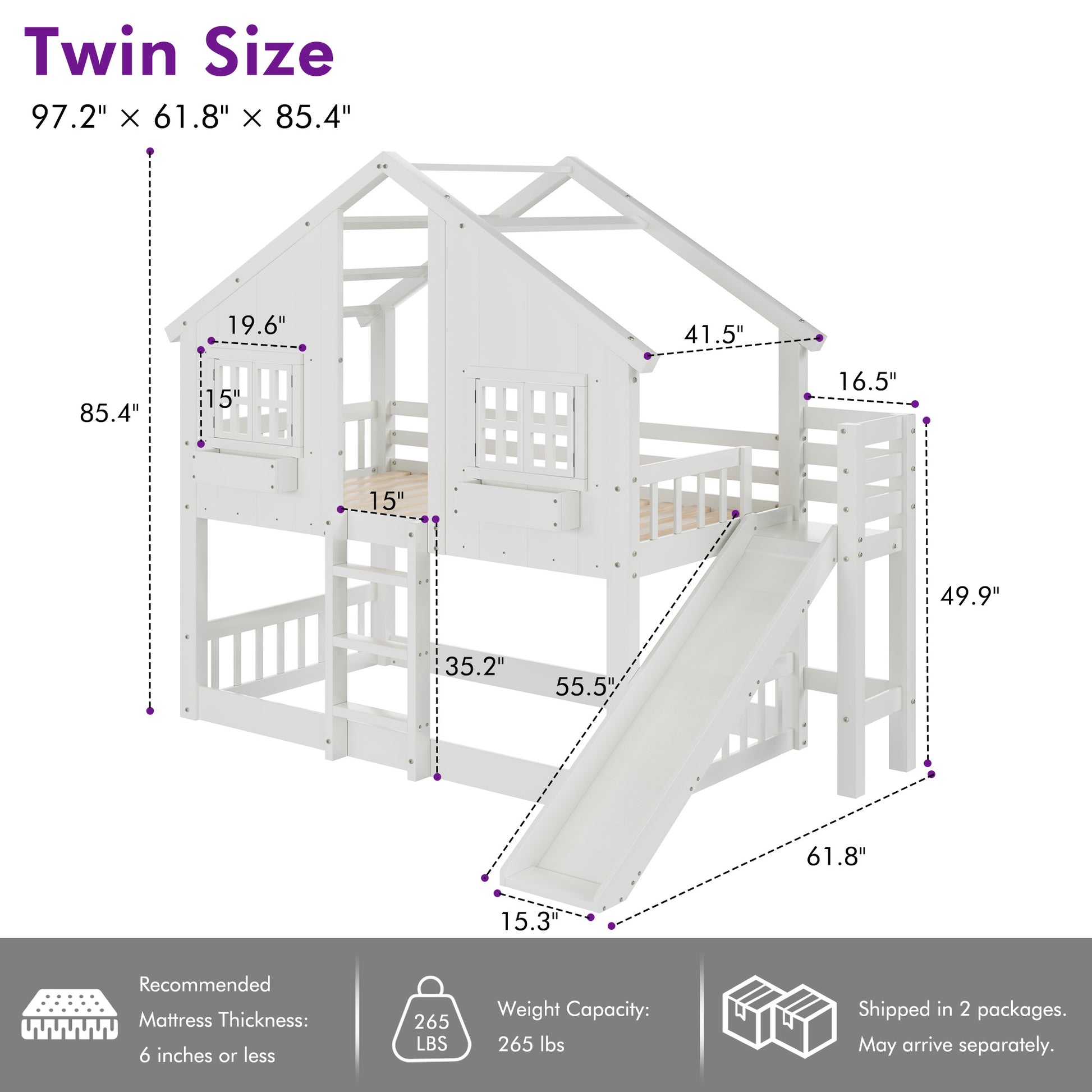 Cabin Bed Frame - White