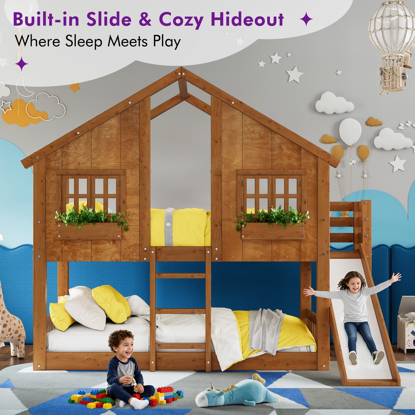 Cabin Bed Frame - Natural Wood