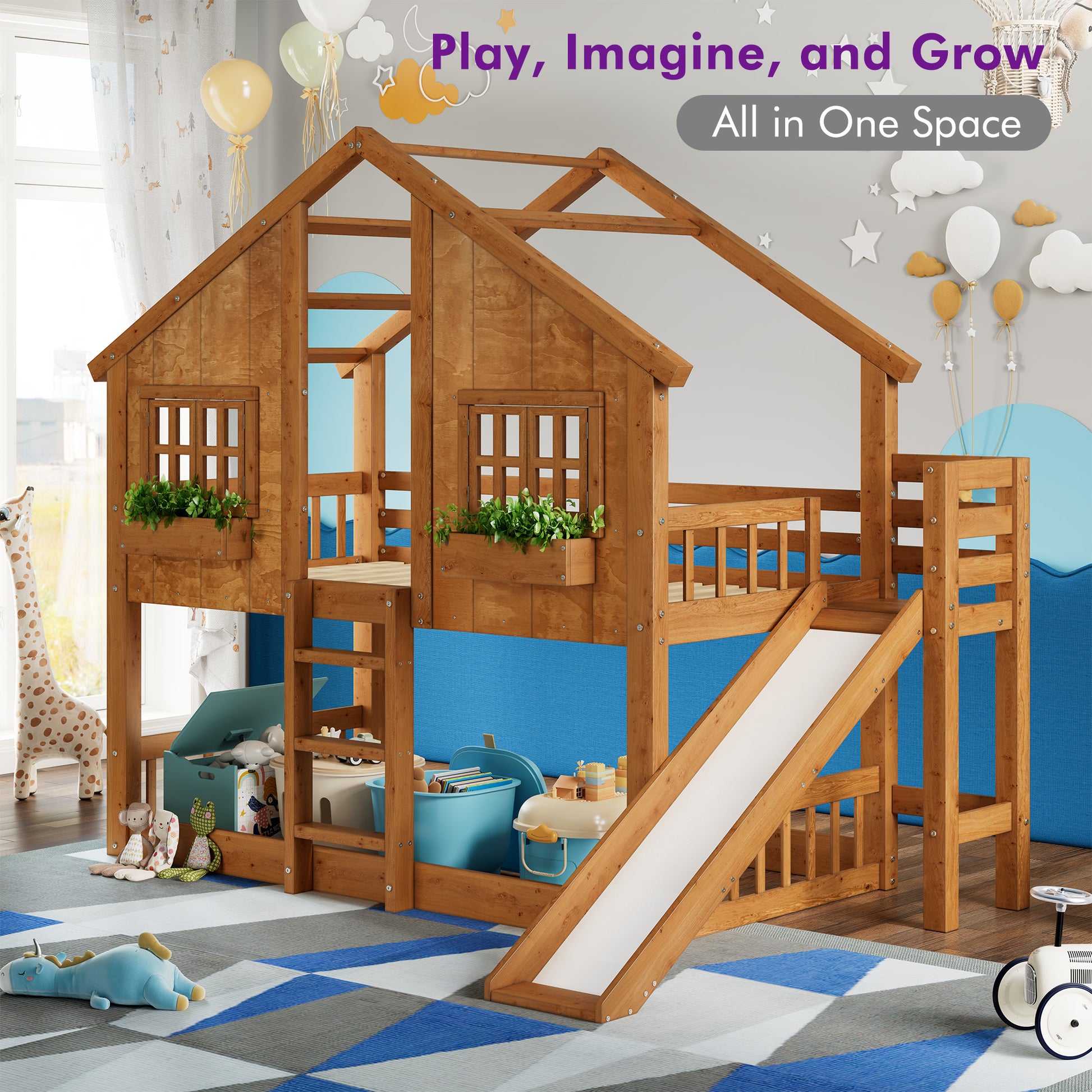 Cabin Bed Frame - Natural Wood
