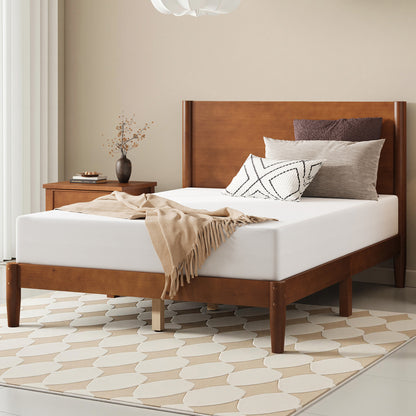 Mid Century Modern Platform Bed-FULL BROWN