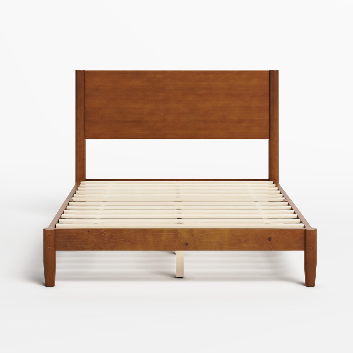 Mid Century Modern Platform Bed-FULL BROWN