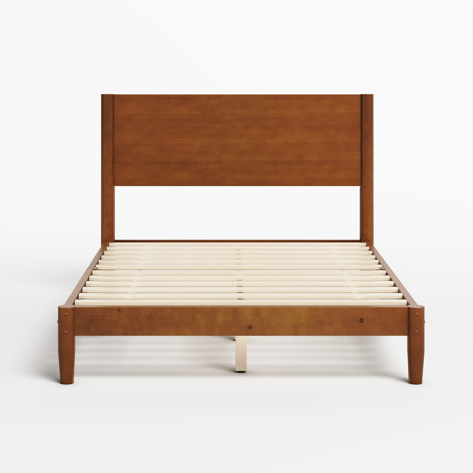 Mid Century Modern Platform Bed-FULL BROWN