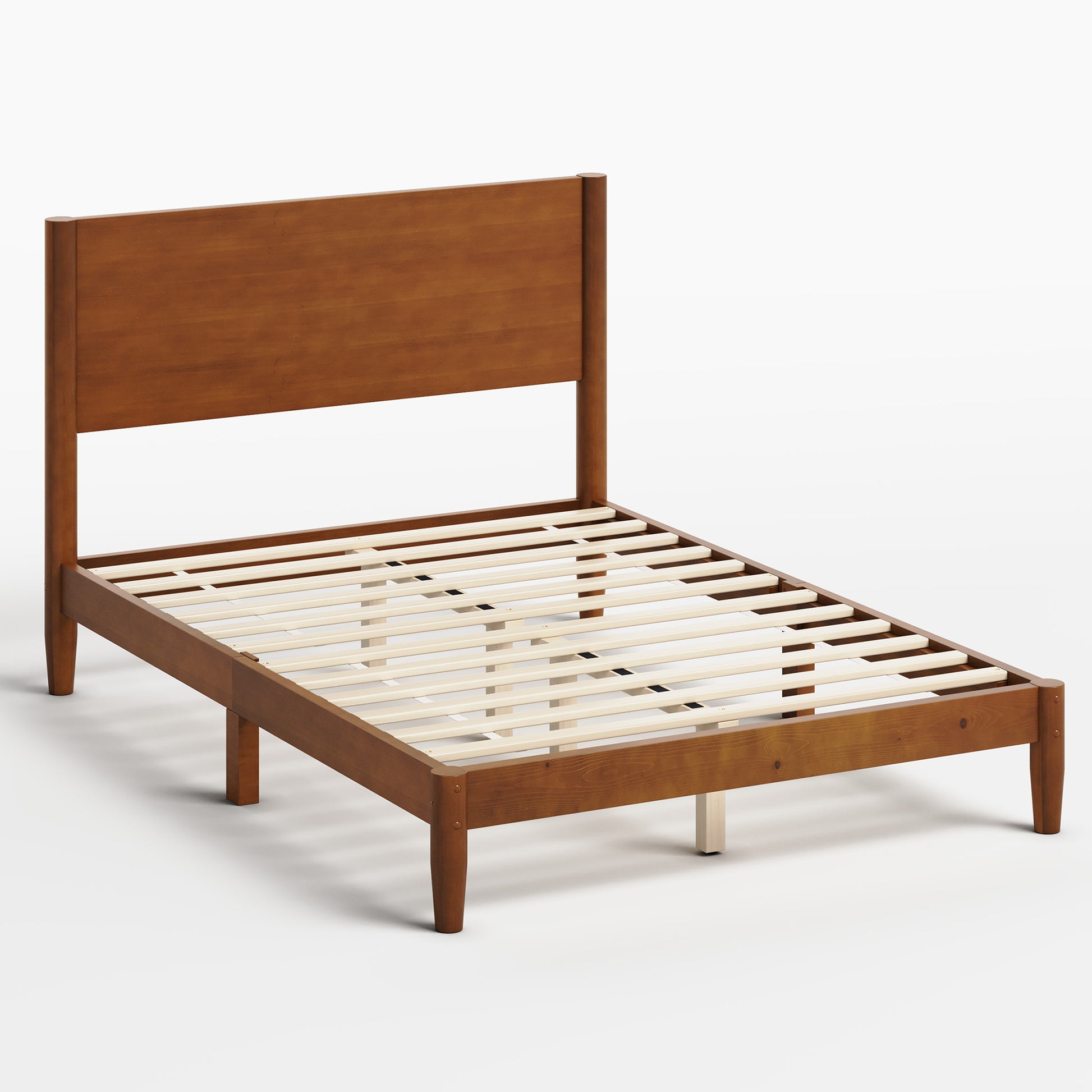 Mid Century Modern Platform Bed-FULL BROWN