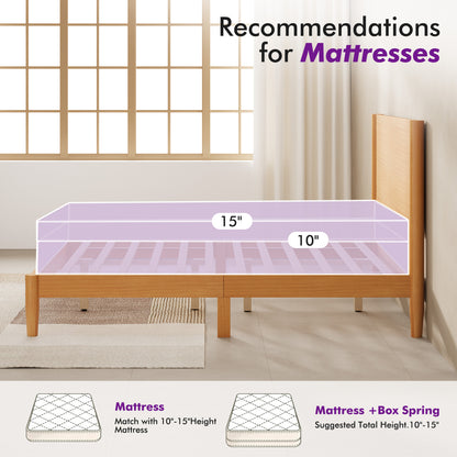 Mid Century Modern Platform Bed-FULL NATURAL