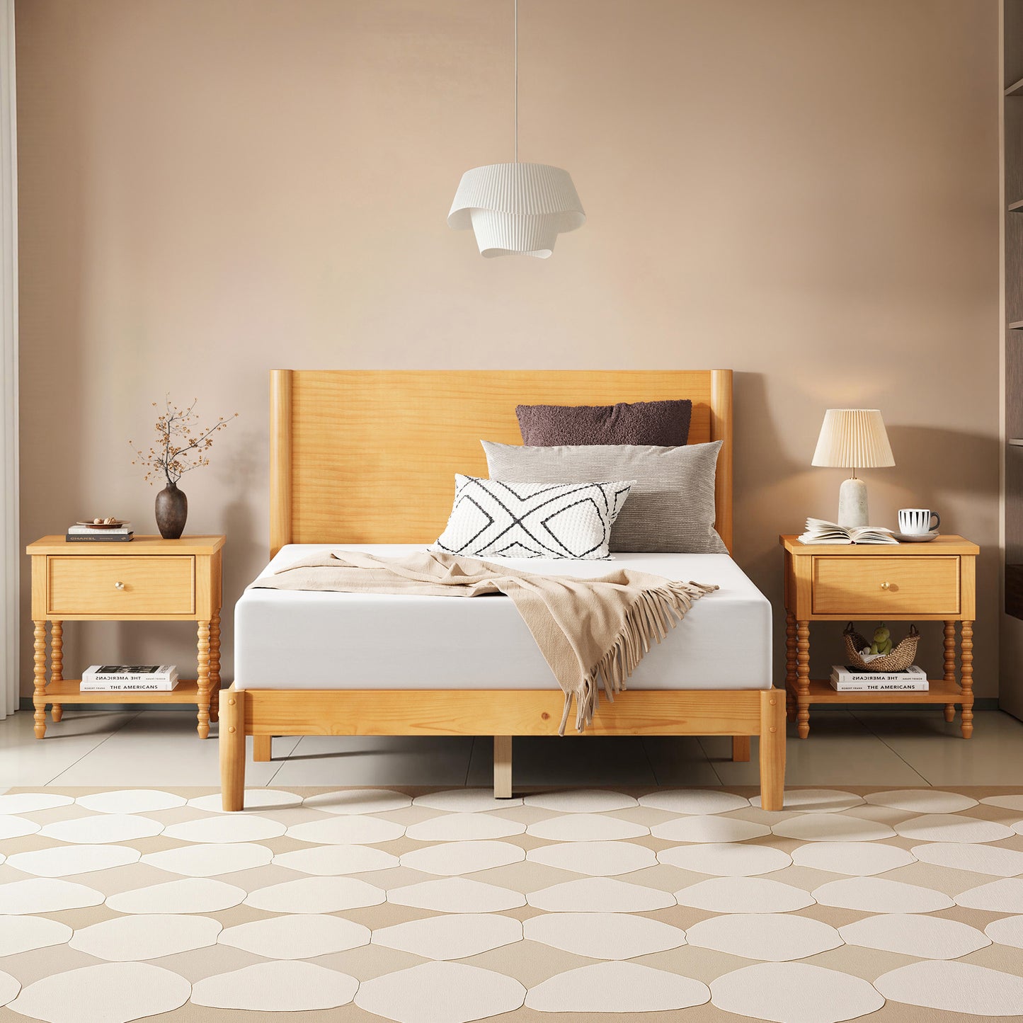 Mid Century Modern Platform Bed-FULL NATURAL