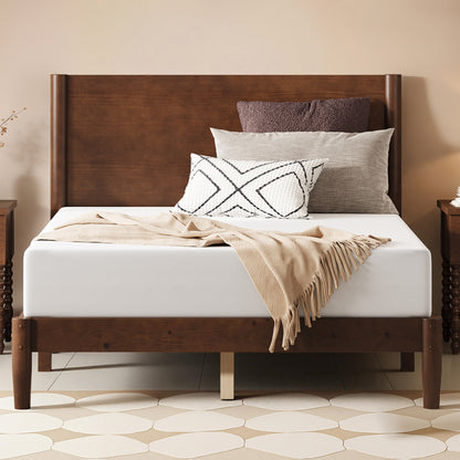 Mid Century Modern Platform Bed-FULL WALNUT