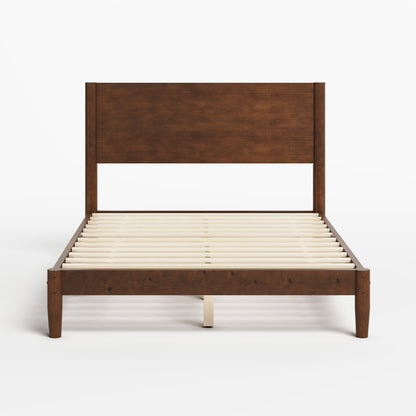Mid Century Modern Platform Bed-FULL WALNUT
