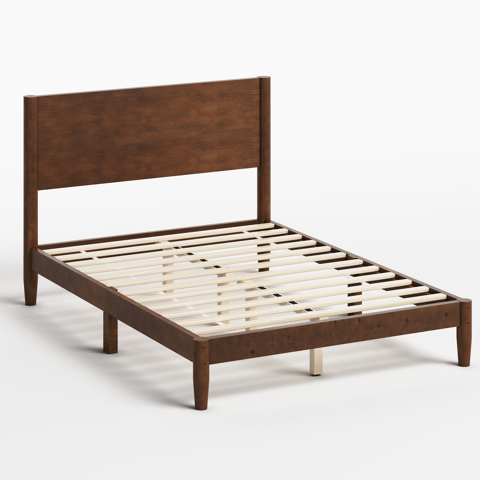 Mid Century Modern Platform Bed-FULL WALNUT