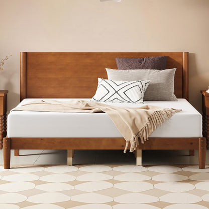 Mid Century Modern Platform Bed-KING BROWN