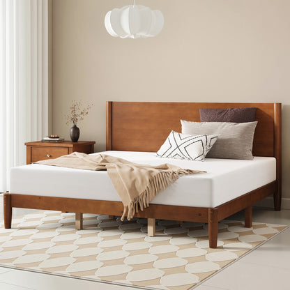 Mid Century Modern Platform Bed-KING BROWN