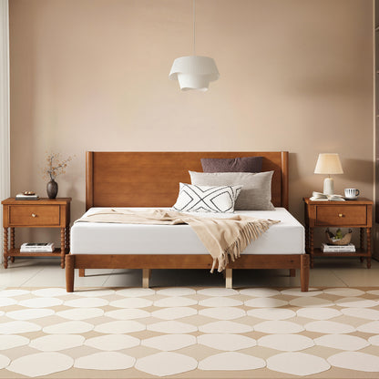 Mid Century Modern Platform Bed-KING BROWN