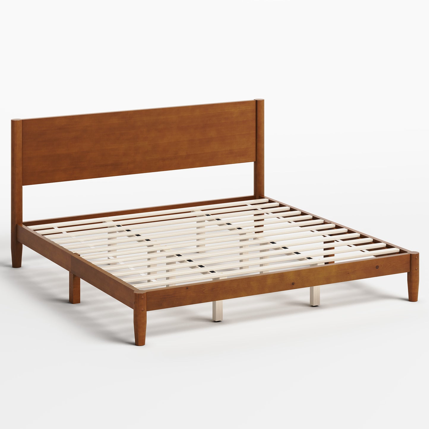 Mid Century Modern Platform Bed-KING BROWN